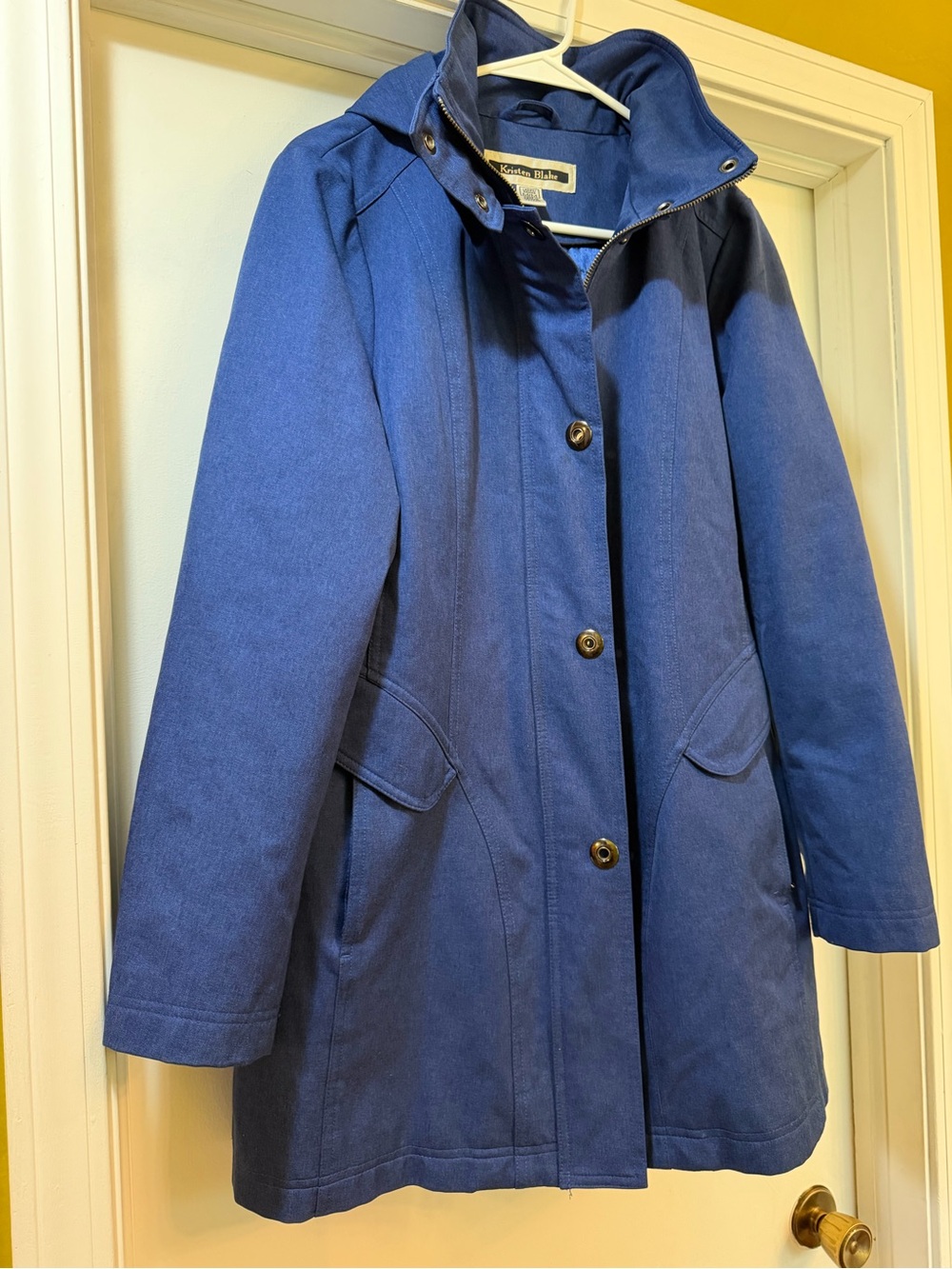 Kristen Blake Navy Blue Hooded Trench Coat